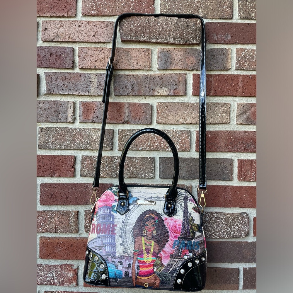 Noble Exchange Tote Handbag W/Rhinestone Studs